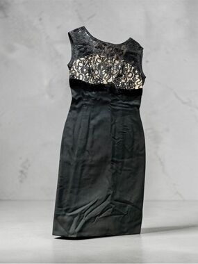 Black Lace Bodice Sheath Dress - Women